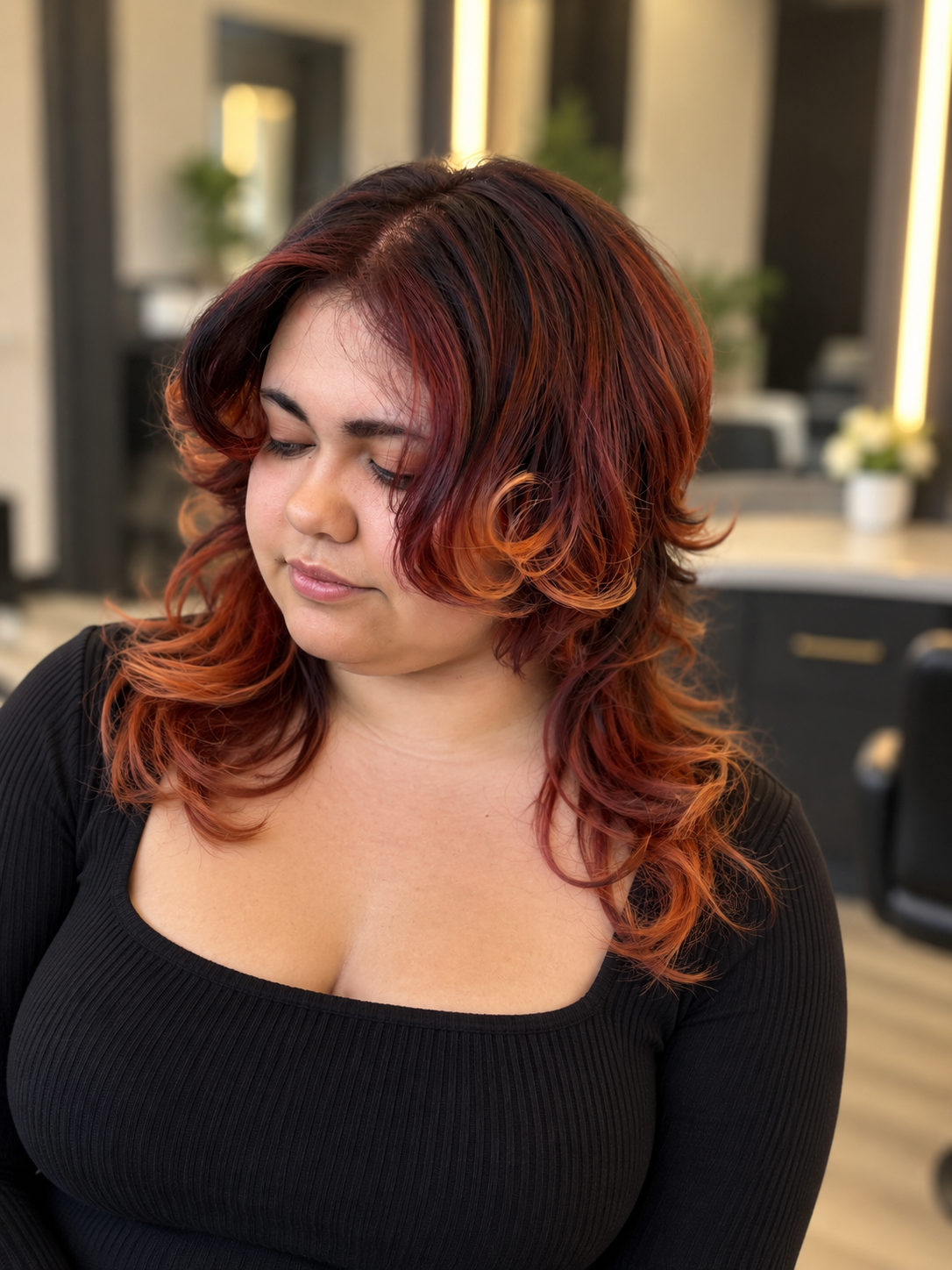 Copper layered formal hairstyle by Capuano Bridal